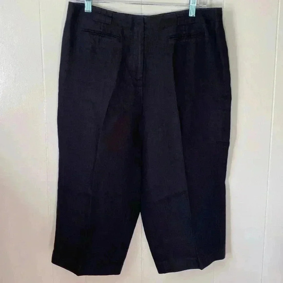Talbots 100% Irish Linen Black Capri Pants in Size 14. - Picture 1 of 10